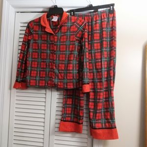 PJ & ME Girls Pajamas Size 10/12 Red Plaid 2 Piece Long Sleeve Christmas Pjs